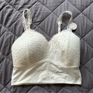Buckle Lace Bralette in Cream White